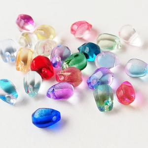 ガラスビーズ しずく 横穴 約6×4mm 20個 クリアカラー小さめ 雫 ドロップ グラデーション 単色 2407 beads1011