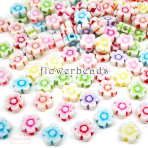 フラワー 花 ビーズ ミックス プラスチック 100g 2112 beads1042｜greenrosenetshopyumi