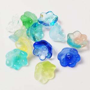 オーロラデザインカット ガラスビーズ フラワー16mm 10個 グラスビーズ