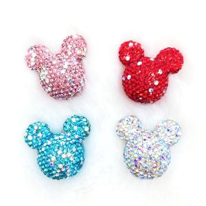 ネズミ ラインストーン ビーズ 立体 大きめ ねずみ マウス 縦穴 キラキラ アクセサリー パーツ 全4色 1個 beads1280 2505 2506 GreenRoseYumi