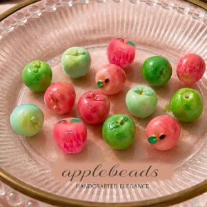 リンゴビーズ 林檎 りんご アップル フルーツ 果物 プラスチック 大人可愛い キッズ 子供 リアル アクセサリーパーツ beads1306 GreenRoseYumi 2608