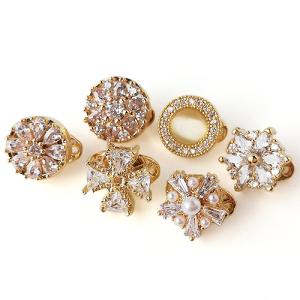 ガラスダイヤ入り 金属 パーツ 花 フラワー アクセサリーパーツ メタル