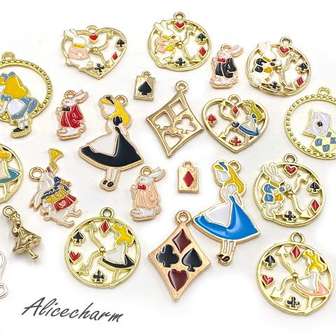 アリス 時計 ウサギ トランプ チャーム アクセサリー ハンドメイド アソート 福袋 ランダム 10...