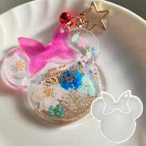 モールド シリコン型 ネズミ リボン 穴あり チャーム シリコンモールド 2311 mold-340 GreenRoseYumi 当日発送