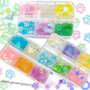 プラスチック パーツ 貼り付け ホログラム レジン ネイル シャカシャカ 6色 ケース入り 1個 2402 rp-355 GreenRoseYumi｜greenrosenetshopyumi