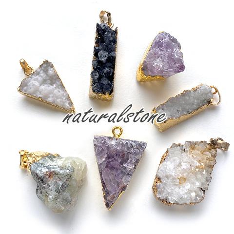 訳あり商品 天然石 原石 パワーストーン ペンダントトップ ドゥルージー 水晶 プレナイト 数量限定...