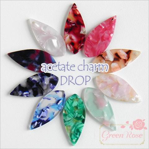 アクリルチャーム しずく 10色 10個 1808 べっこう  パーツ 樹脂   YM1-0800