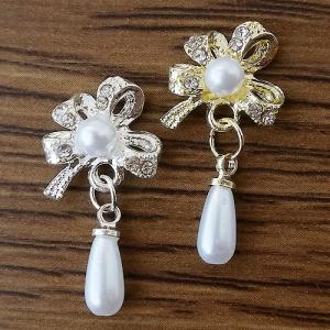 パール付きワイヤーフラワー ゴールドシルバー 10個 1906 5弁花 金属