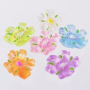 在庫処分】デコパーツ 小さなプラスチックパーツ フラワー 全6色10個
