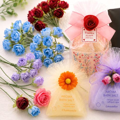 フラワー ワイヤー 造花 花 ラッピング材 ハンドメイド ペーパーフラワー ミニバラ 1束 z-55