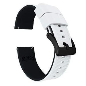 BARTON WATCH BANDS - エリート シリコン腕時計用バンド ホワイト/ブラック - ブラックバックル クイックリリース  並行輸入