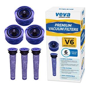 VEVA プレミアム掃除機フィルターセット 6パック プレフィルター3枚とHEPAフィルター3枚付き Dyson V6 Absolute 並行輸入