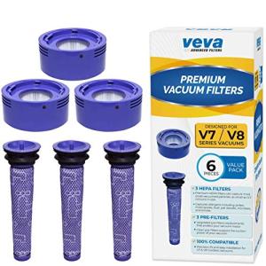 VEVA 6パックプレミアム真空フィルターセット Dyson V7およびV8絶対および動物用コードレス真空対応の3つのプレフィルターおよ 並行輸入