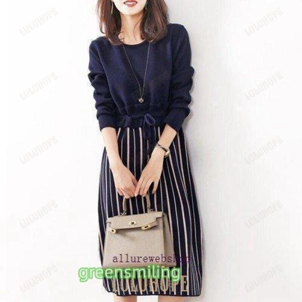 ドッキングワンピース 20代 30代 40代 50代 通勤 オフィス ひざ丈 ワンピース レディース...