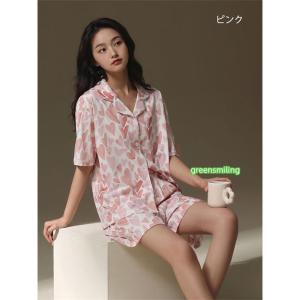パジャマ レディース 綿100% 前開き 半袖...の詳細画像1