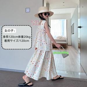 女の子 ワンピース風 可愛い ドット柄 2点セ...の詳細画像4