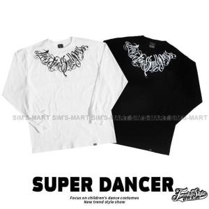 ダンス衣装 トップス ヒップホップ ファッション メンズ レディース 大人 ダンス 衣装 ロンT 長袖 Tシャツ  K-POP 韓国 黒 白｜greensmiling