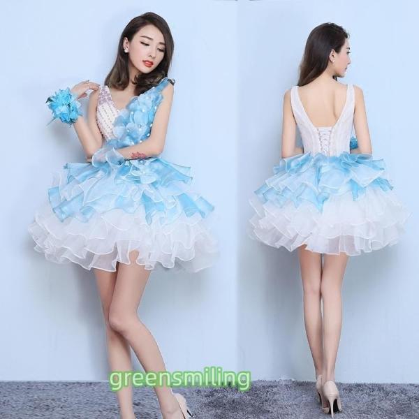 カラードレス ミニ 安い 花嫁 結婚式 二次会  パーティードレス 披露宴 演奏会 イブニングドレス...