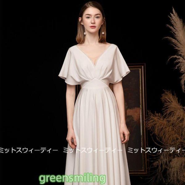 ウエディングドレス カラードレス オフホワイト 安い 結婚式 ロングドレス 演奏会 コンサート 二次...