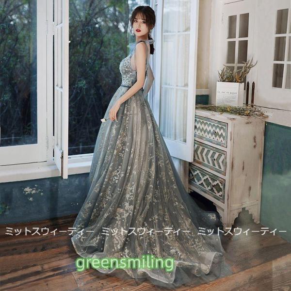 カラードレス パーティードレス 演奏会 トレーン 二次会 ロングドレス 発表会 カクテルドレス 披露...