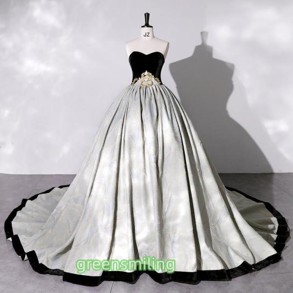 カラードレス ロングドレス 演奏会 イブニングドレス プリンセスライン ステージ 舞台衣装 発表会 ...