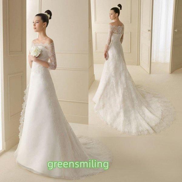 ウエディングドレス aライン 長袖 白 花嫁 ウェディングドレス ロング 結婚式 二次会 パーティー...