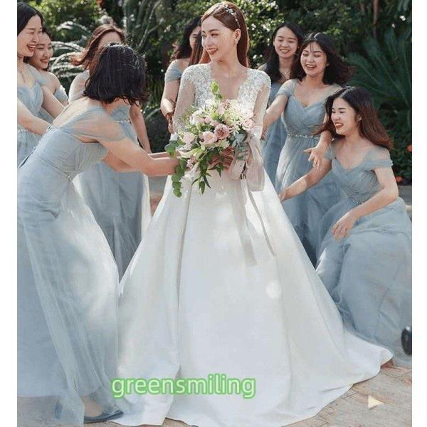 ウエディングドレス 安い 白 ウェディングドレス ロングドレス 結婚式 花嫁 ブライダル aライン ...