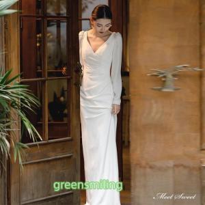 ウェディングドレス ロングドレス マーメイドドレス スレンダードレス