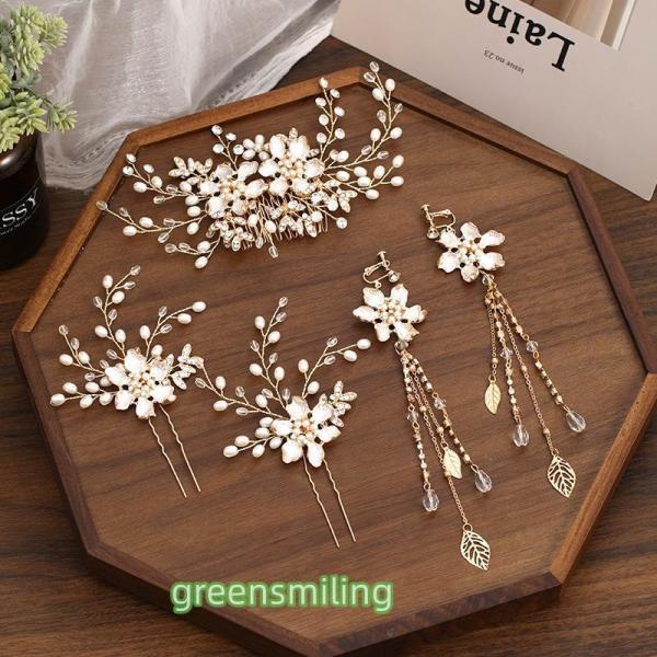 ウエディング ヘッドドレス コーム イヤリング 髪飾り 花嫁 ウェディング 結婚式 発表会 演奏会 ...