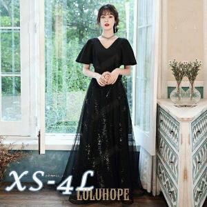 パーティードレス ロング丈 ファスナータイプ ラウンド ナイトドレス