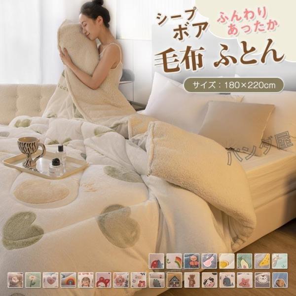 冬用 掛け布団 毛布 ふとん かけ布団 あったか ダブル 肌掛け布団 毛布 布団 中綿入り フランネ...