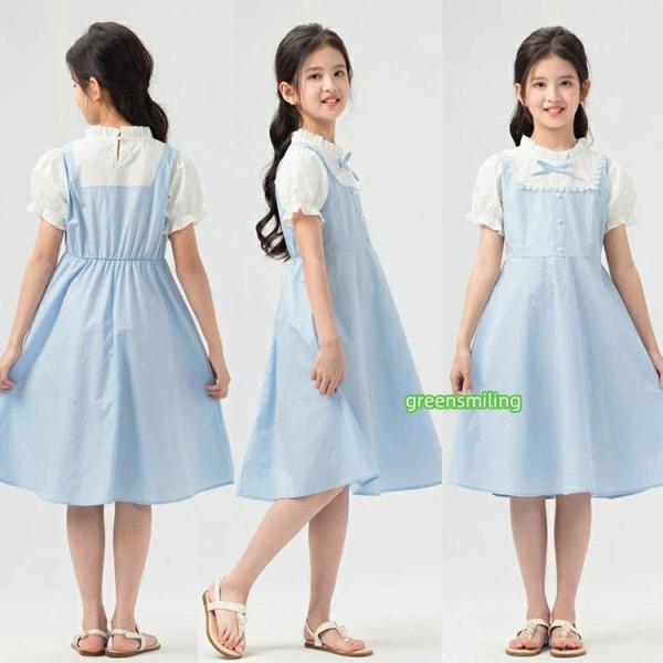 水色 ワンピース 発表会 子供服 子供 ワンピース カジュアル フォーマル 膝丈 ナチュラル 結婚式...