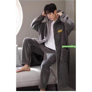 着る毛布 メンズ ロング丈 ナイトガウン フー...の詳細画像4