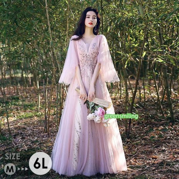 カラードレス ゆめ可愛い パフ ドレス 大人 ピアノ 発表会 ロングドレス 演奏会 演奏会用ドレス ...