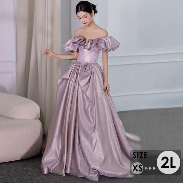 ドレス 大人 小さいサイズ 半袖 ベアショルダー 演奏会 結婚式 ロング 披露宴 レディース 発表会...