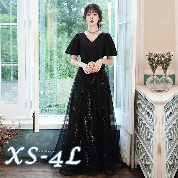 ドレス レディース ロングドレス 演奏会 袖あり ハンカチーフスリーブ ピアノ 発表会 母親 結婚式...