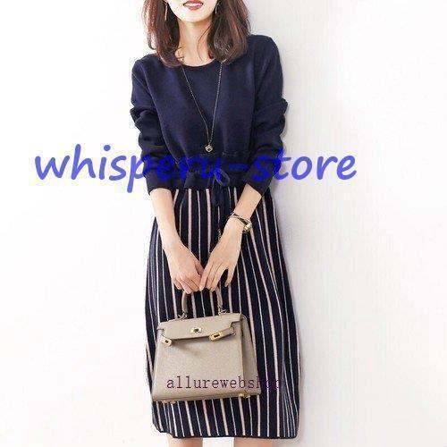 ドッキングワンピース 20代 30代 40代 50代 通勤 オフィス ひざ丈 ワンピース レディース...