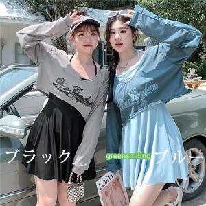 紫外線カットトップス付 ワンピース水着 大きい...の詳細画像1