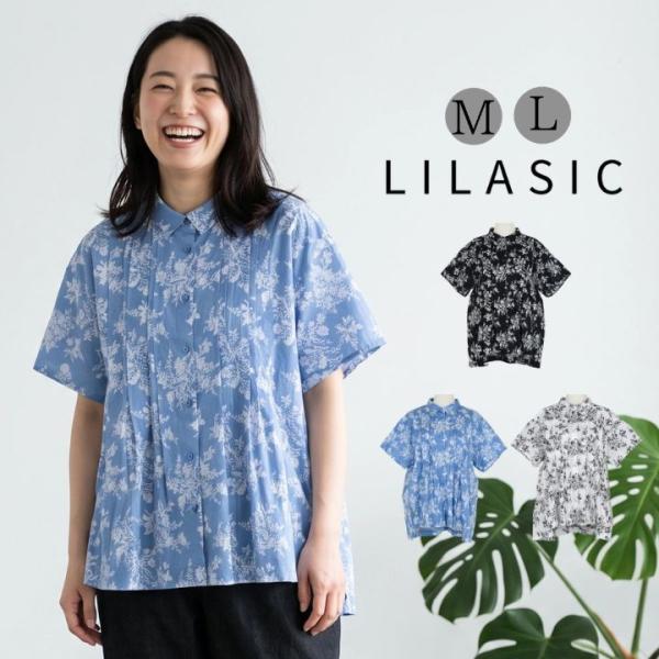 ノースオブジェクト リラシク フラワー プリント シャツ ブラウス レディース 半袖 花柄 トップス...