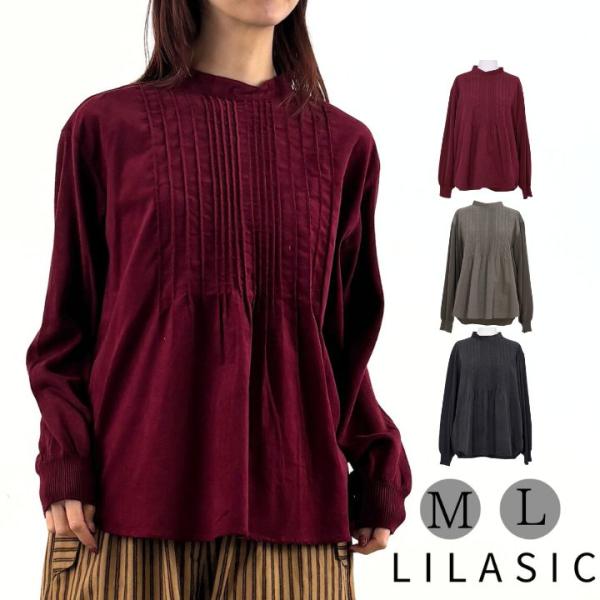 ノースオブジェクト リラシク ニットスリーブ タック プルオーバー シャツ ブラウス レディース 長...