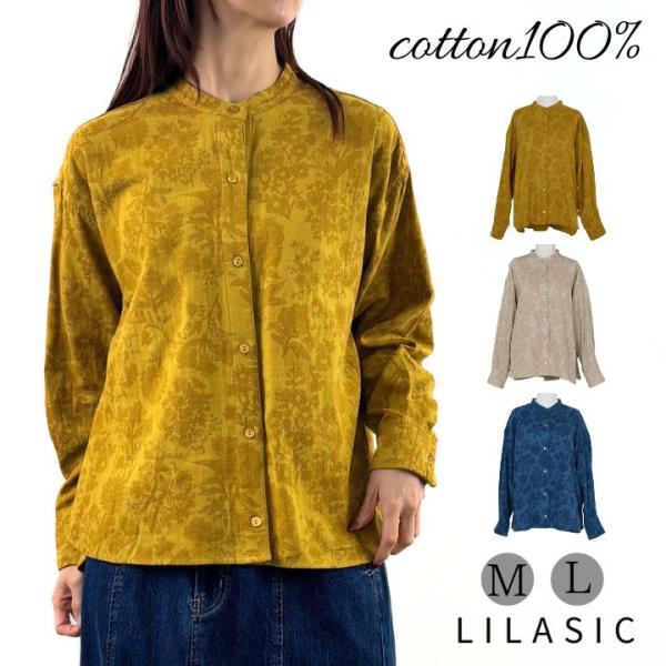 ノースオブジェクト リラシク ダブルガーゼ プリント レギュラーシャツ シャツブラウス レディース ...