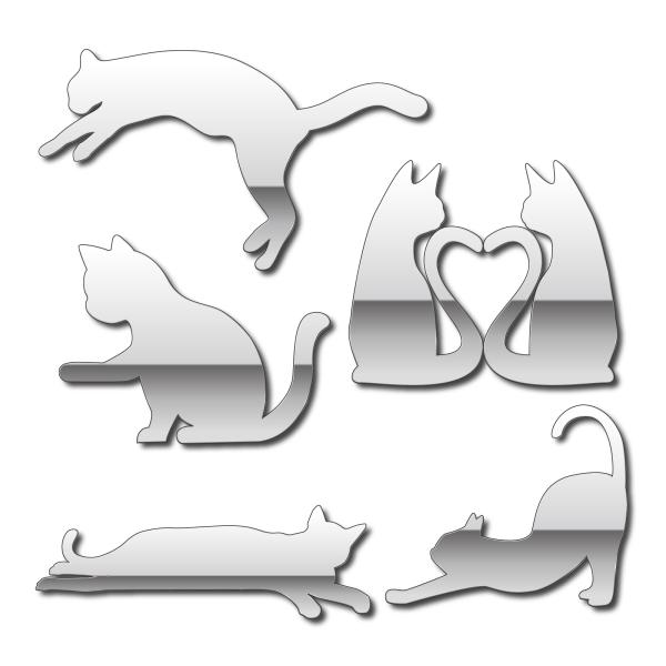 車 猫 ステッカー エンブレム 金属調 金属風 シルバー ねこ かわいい 3D 防水 光沢 猫型 ラ...