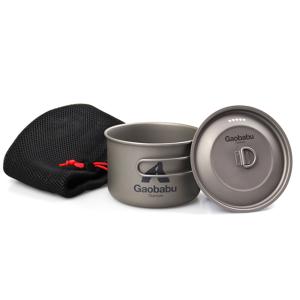 ガオバブ(Gaobabu)チタンポットSOLO 800 フタ・厚手メッシュ袋付き クッカー チタン ...