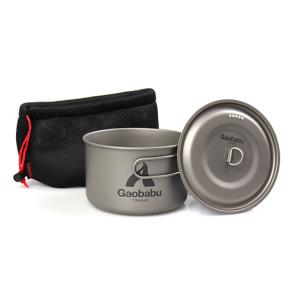 ガオバブ(Gaobabu)チタンポットSOLO 1300 フタ・厚手メッシュ袋付き クッカー チタン...