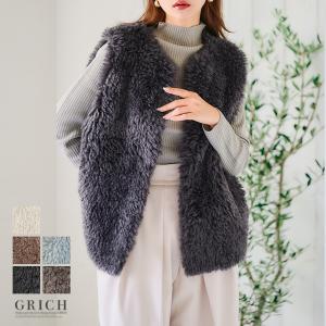 ベスト ジレ 「vieux by MAISON BREEZE」フェイクファー スタンドカラーベスト Fake fur Stand collar ves vieux by MAISON BREEZE ベスト ジレ 「vieux BREEZE」フェイク