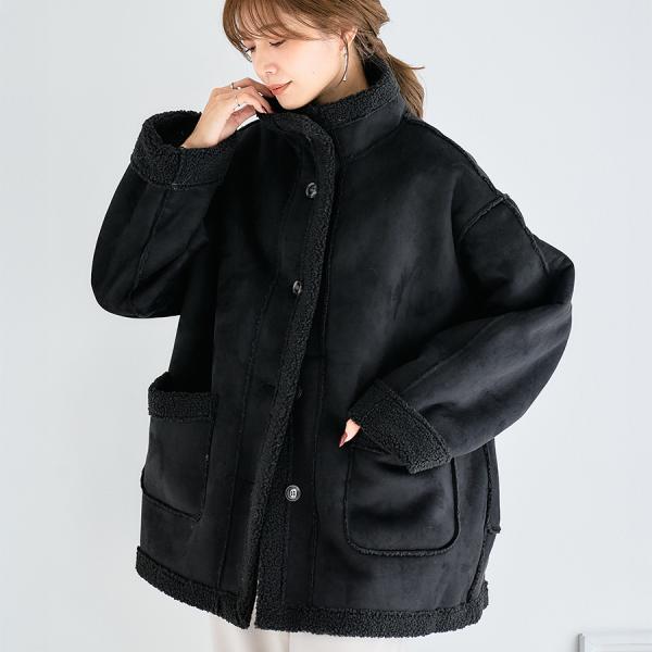 SALE フェイクムートンジャケット レディース フェイクムートン スタンドジャケット