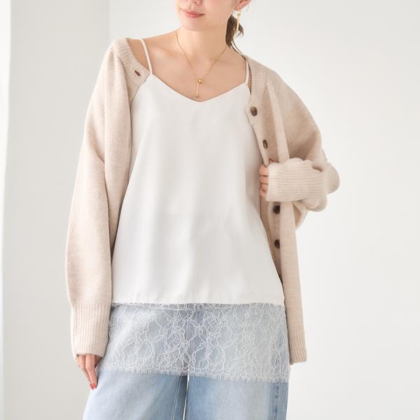 サテン レースキャミソール