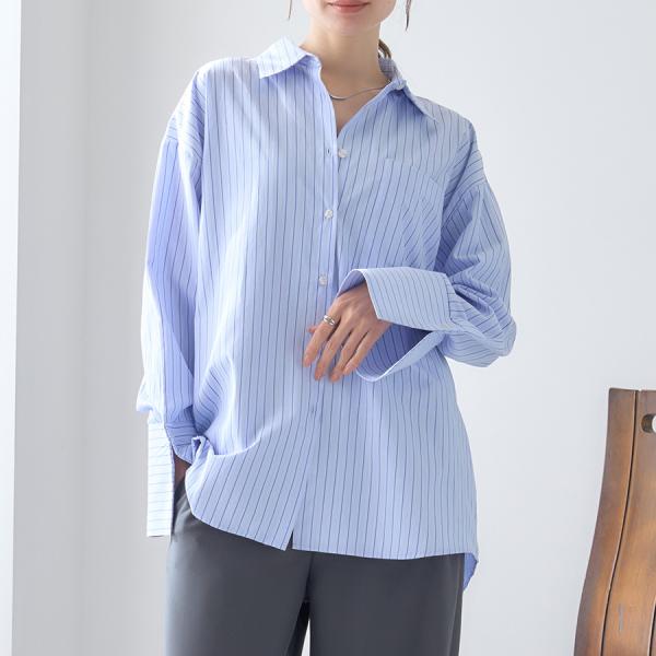 SALE ストライプ ビックカフスシャツ