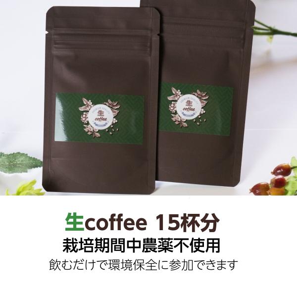 生coffee(生コーヒー)：15杯分(10g)　飲むだけで環境保全！　栽培期間中農薬不使用　インス...