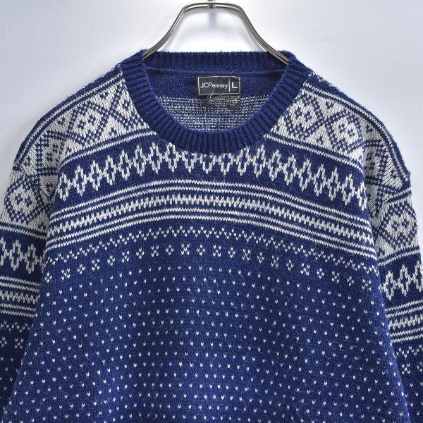 70s JCPenny シェイシー・ペニー ノルディック柄 アクリルセーター ヴィンテージ プルオー...